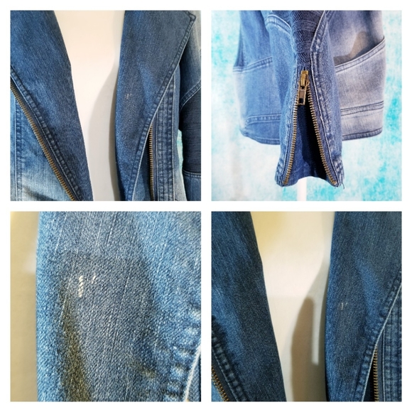 VTG Ombre Wash Moto Denim and Knit Jacket - Picture 16 of 16